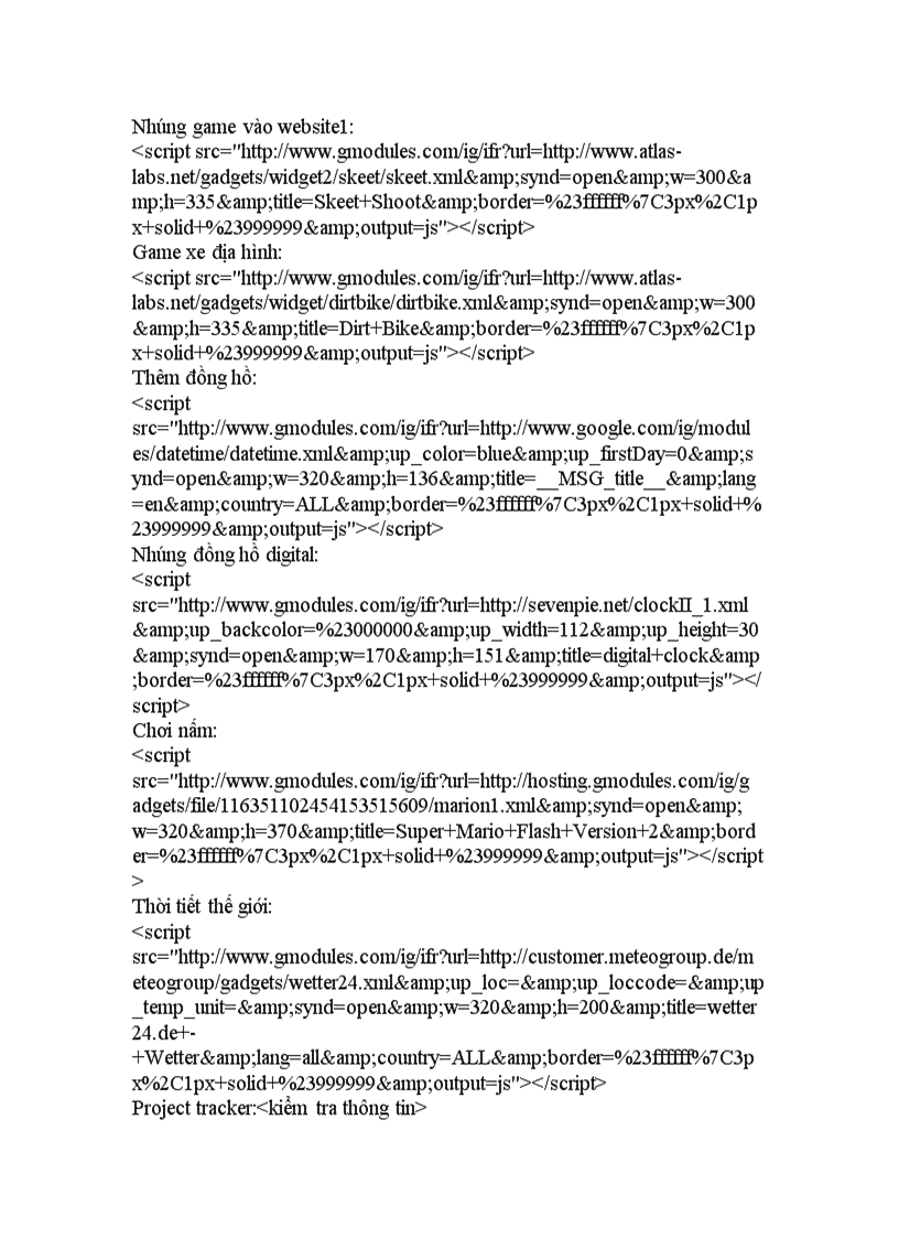 image for page Code de nhung doi tuong vao Website