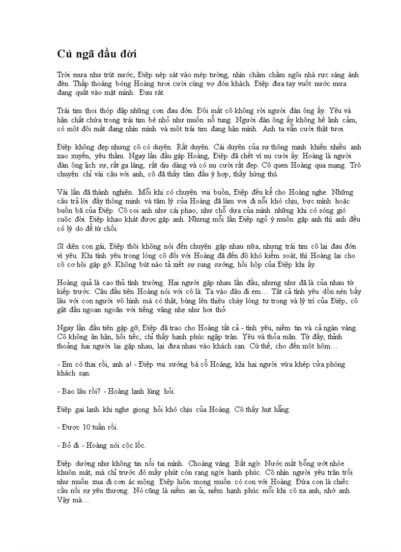 Cu Nga đầu đời Truyện Ngắn