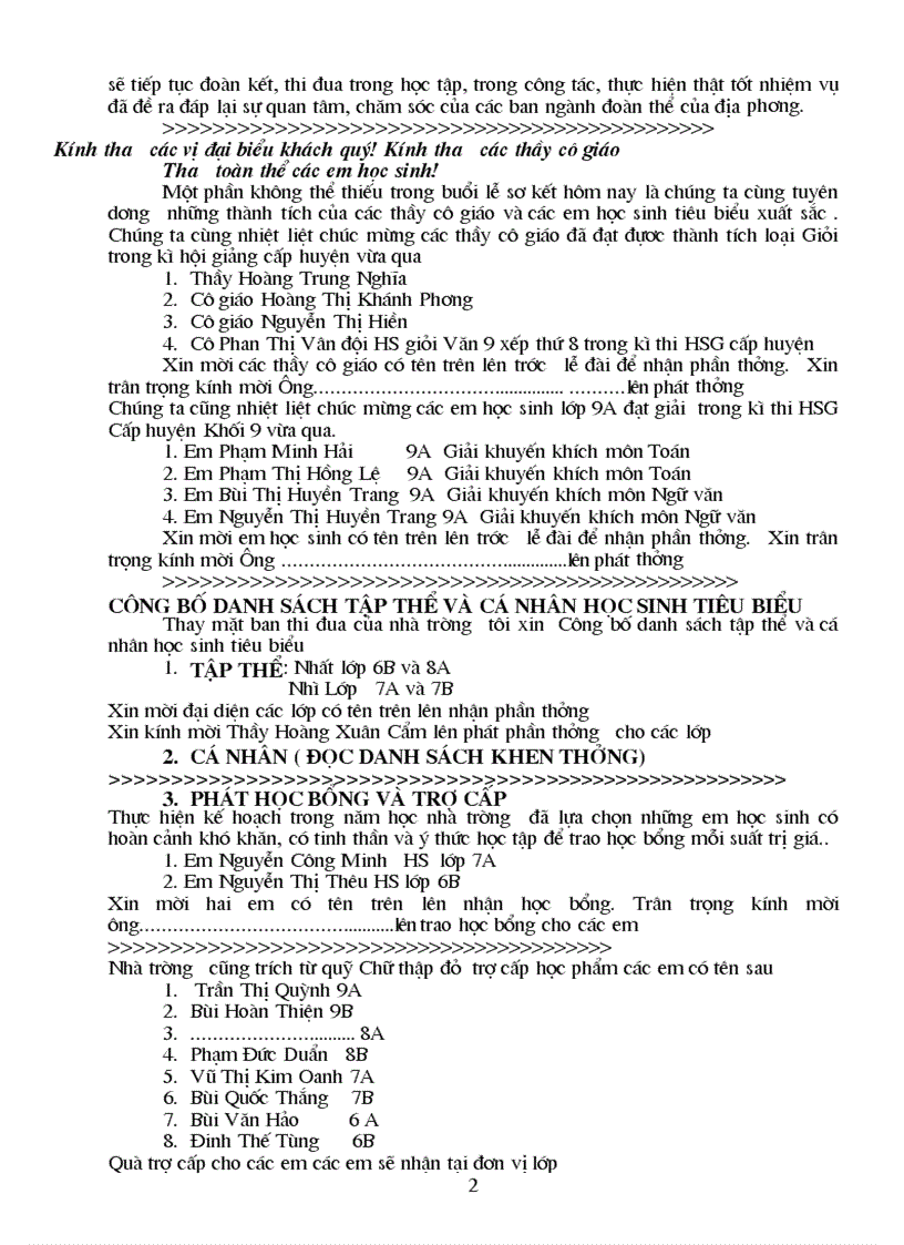 image for page Dẫn chương trình lễ sơ kết học kì 1