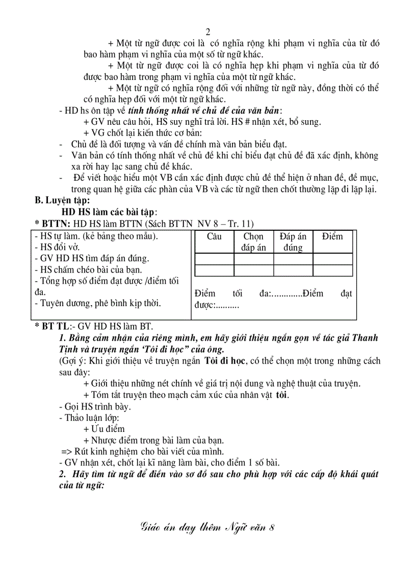 image for page Dạy BD văn lớp 8 LT