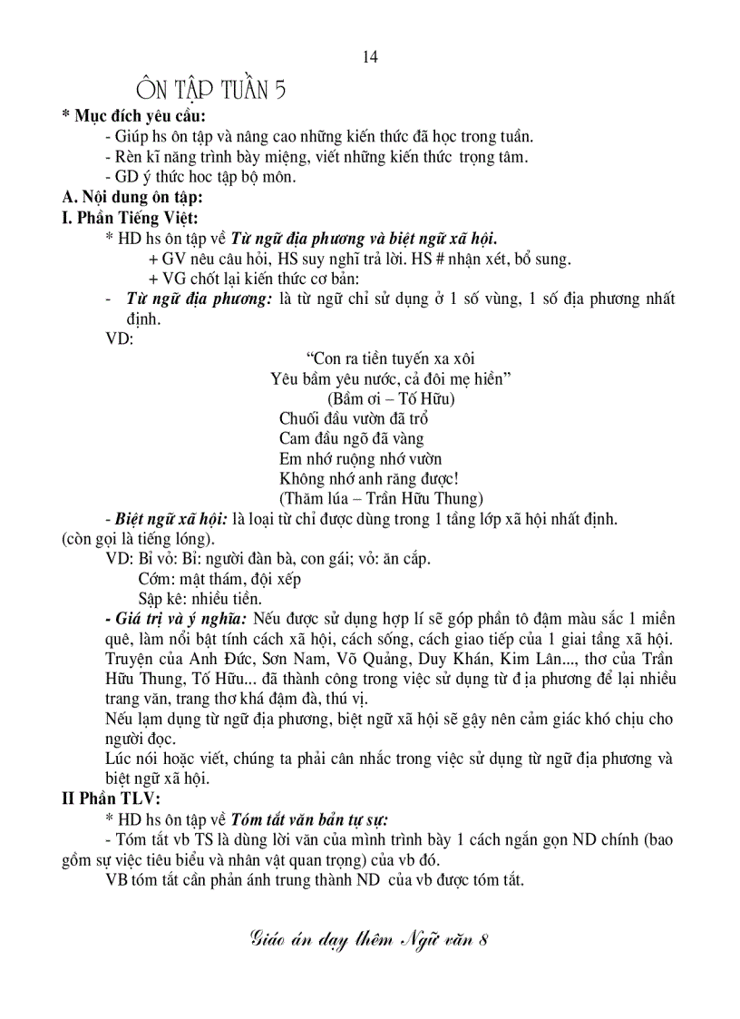 image for page Dạy BD văn lớp 8 LT