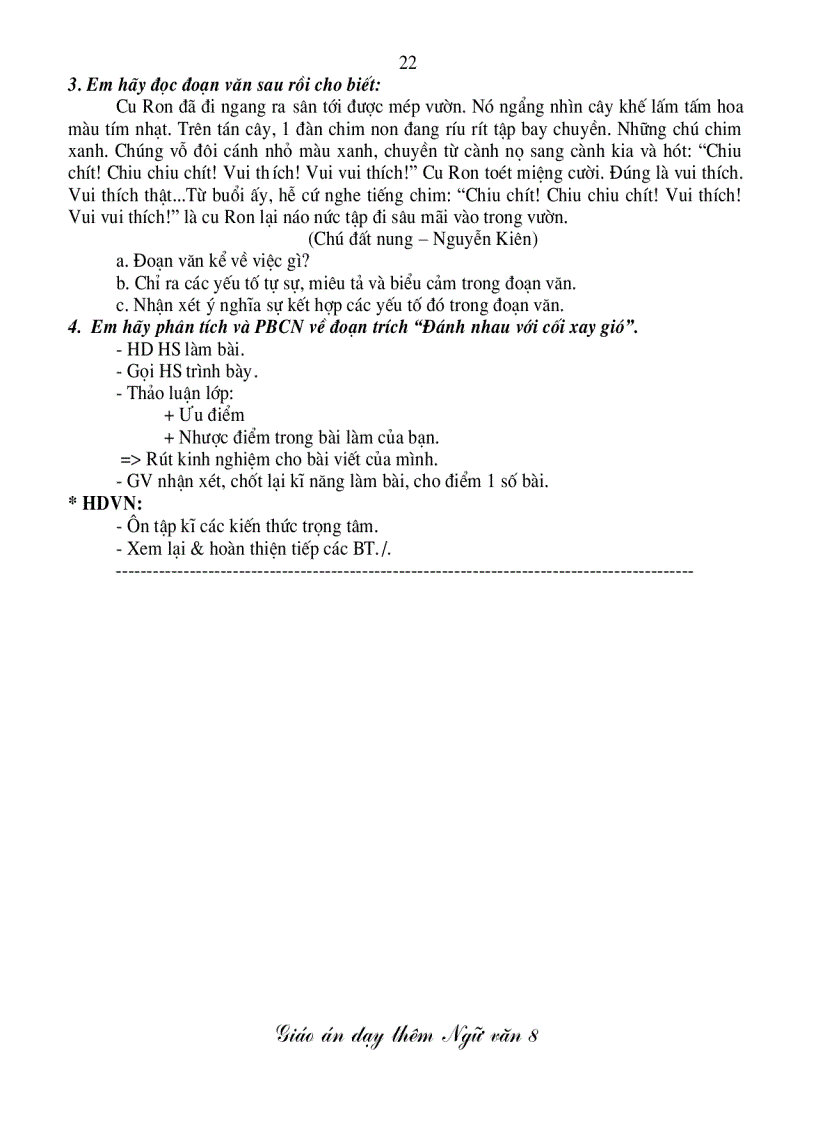 image for page Dạy BD văn lớp 8 LT