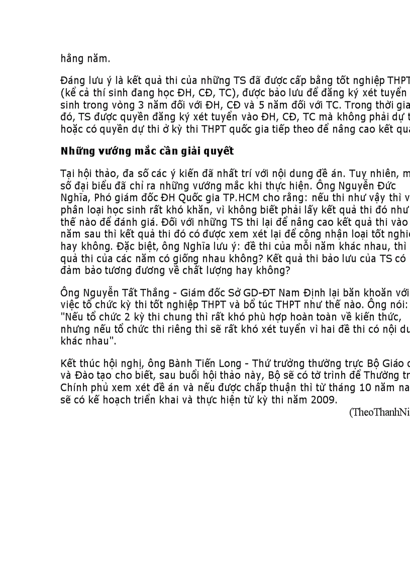 image for page Đề án thi TN ĐH CĐ Năm 2009