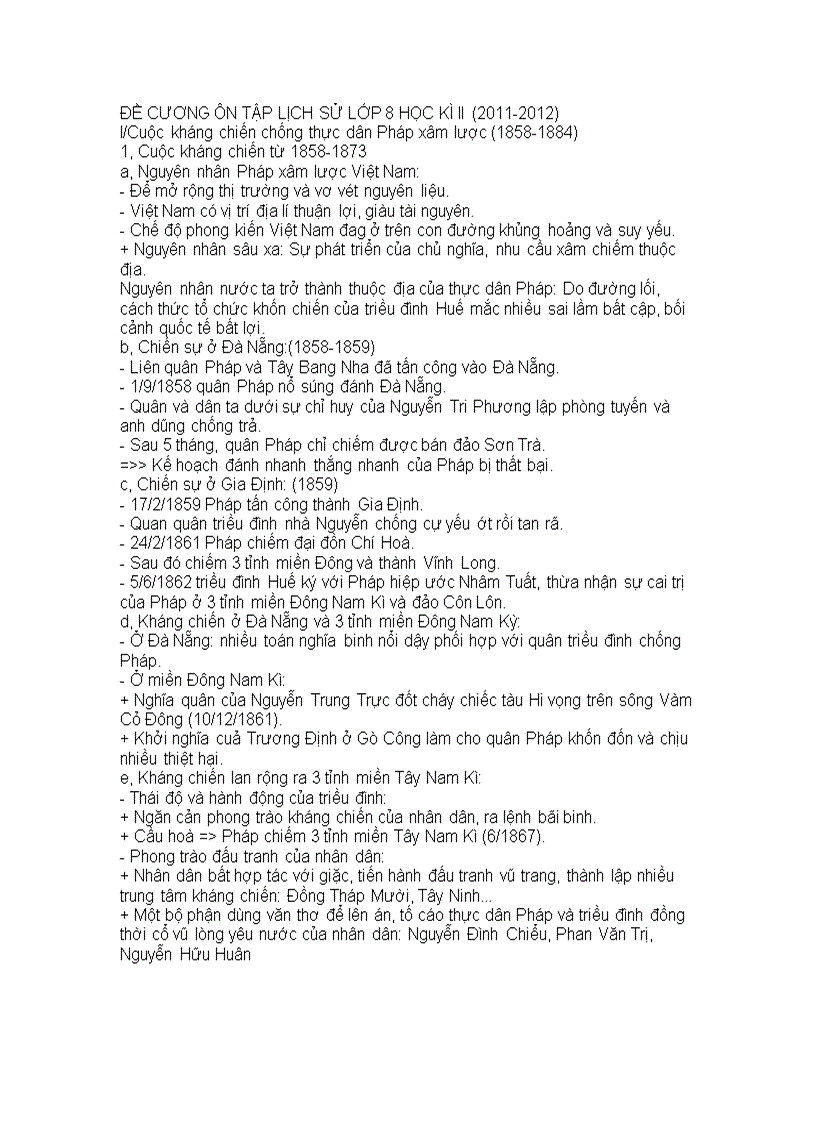 image for page Đề cương ôn tập môn lịch sử 8 HKII