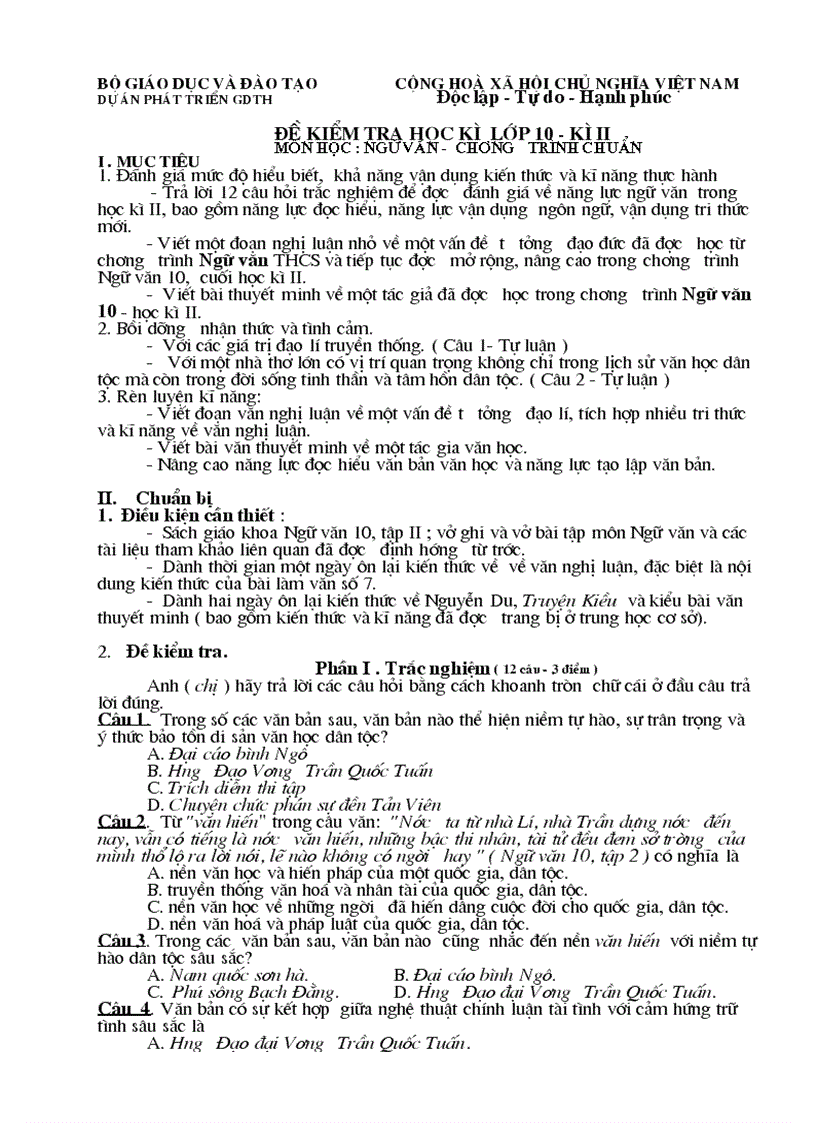 image for page Đề kiểm tra học kì I