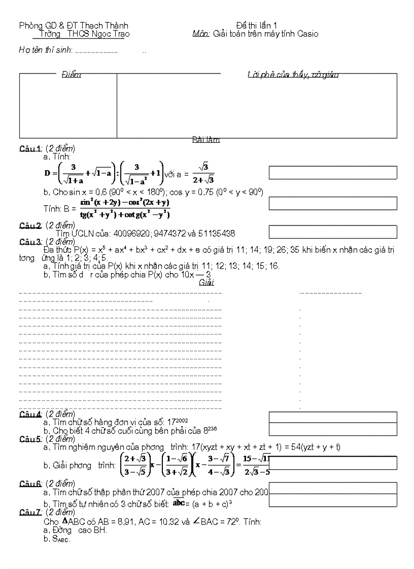 image for page Đề thi casio