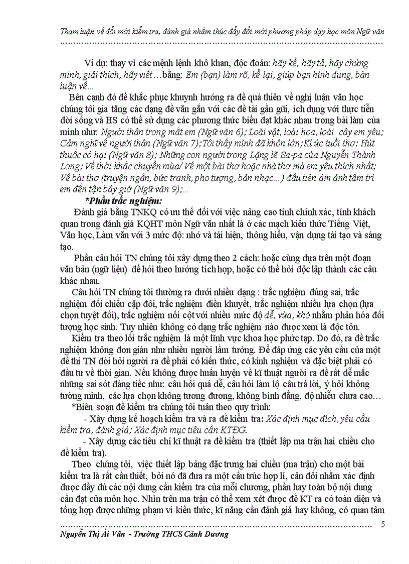 image for page Đổi mới kiểm tra đánh giá kết quả học tập môn ngữ văn