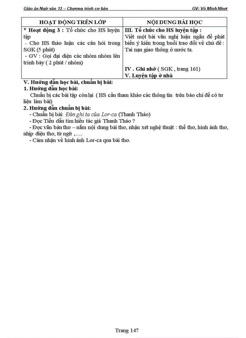 image for page Giáo án ngữ văn 12 Chuẩn miễn chê