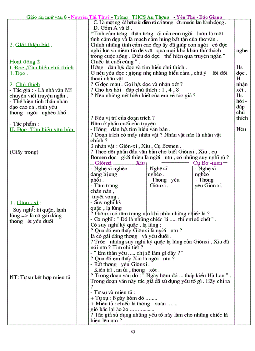 image for page Giáo án Ngữ Văn 8 Miễn chê