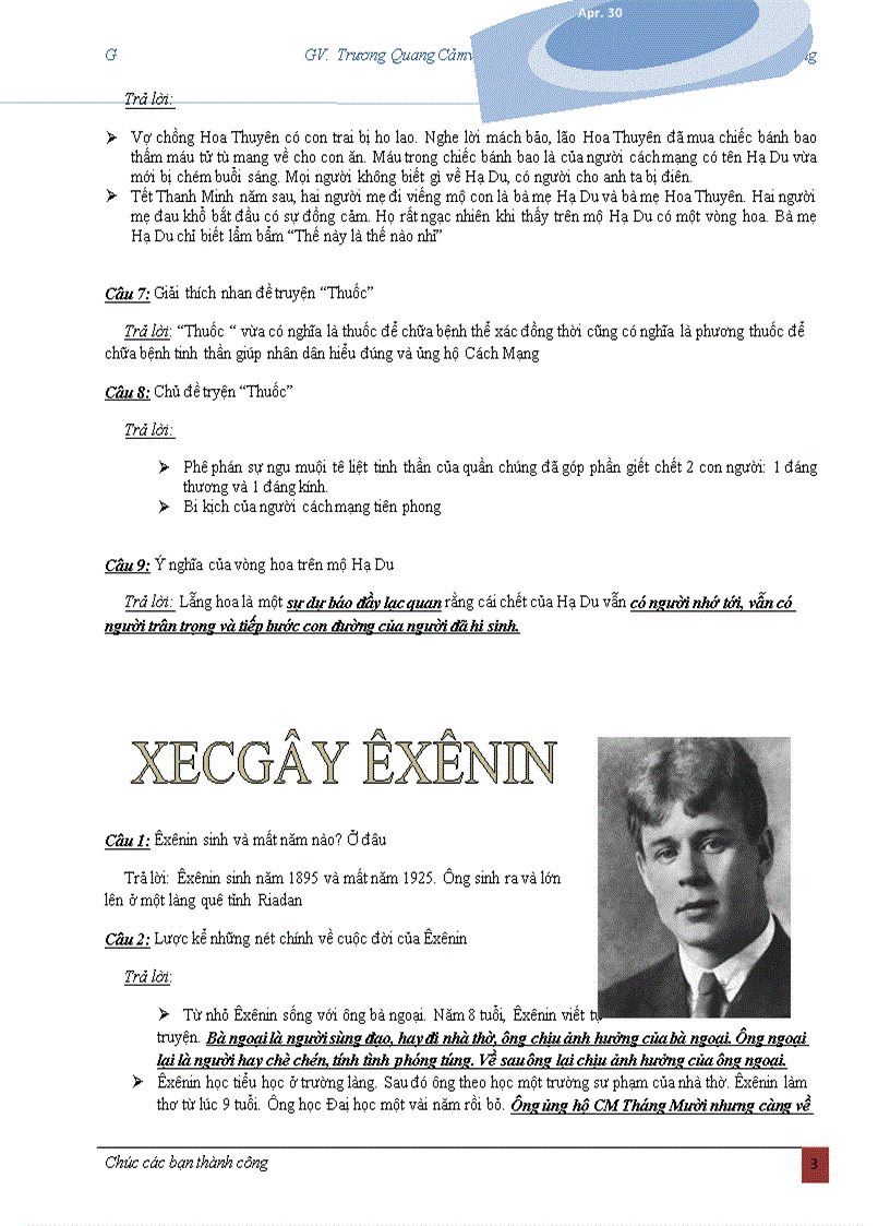 image for page Giúp ôn nhanh phần Văn học nước ngoài thi TNTHPT