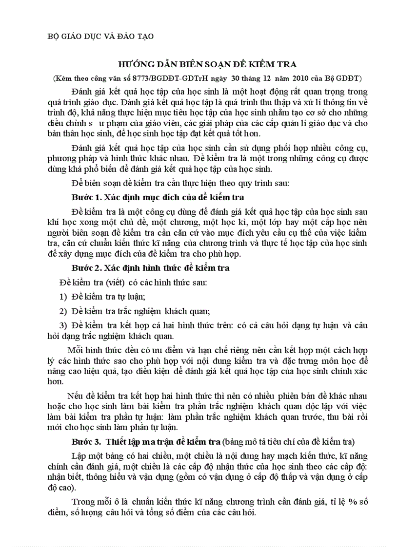 image for page Hướng dẫn thực hiện biên soạn đề kiểm tra