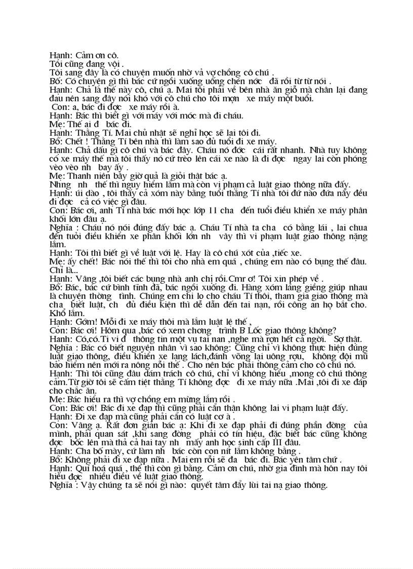 image for page Kịch bản tiểu phẩm thi An toàn giao thông