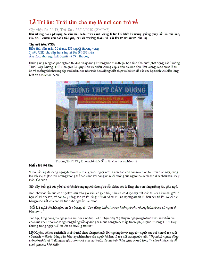 image for page Lễ Tri ân