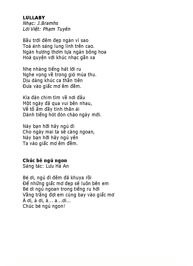 Lullaby Chuc Be Ngủ Ngon