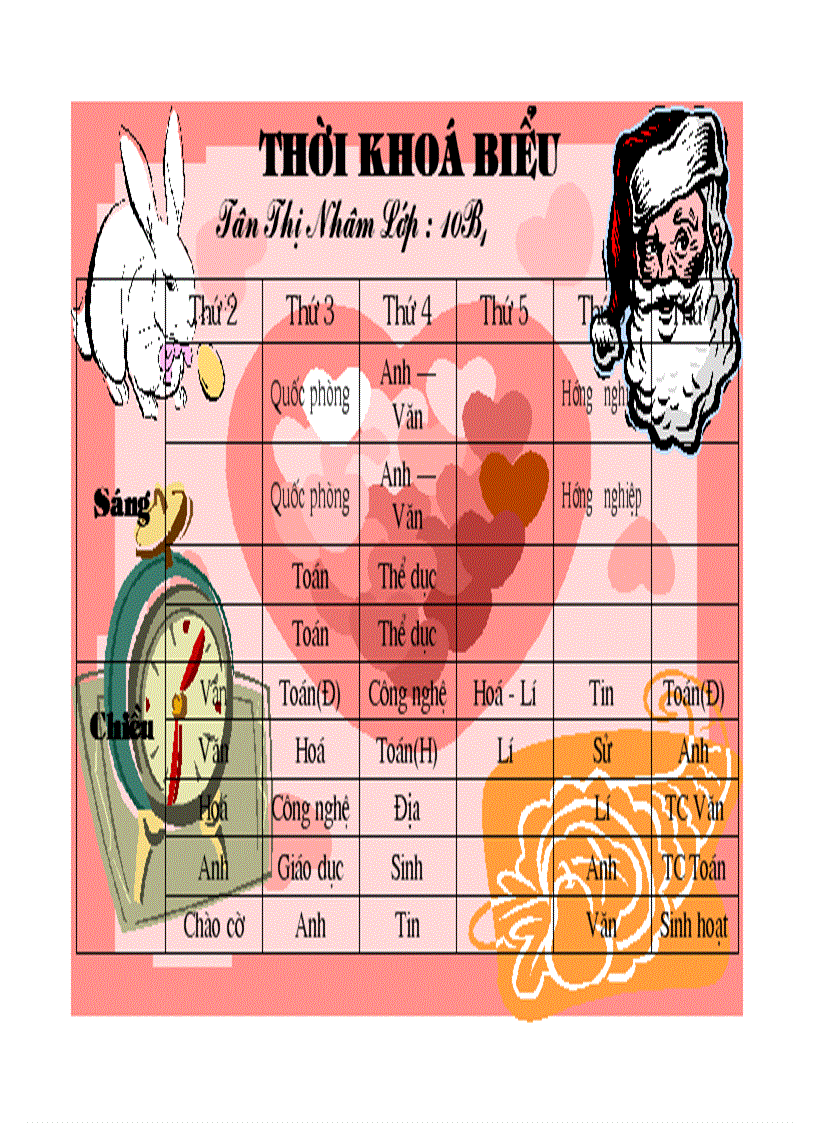 Mẫu Thời Khoa Biểu đẹp