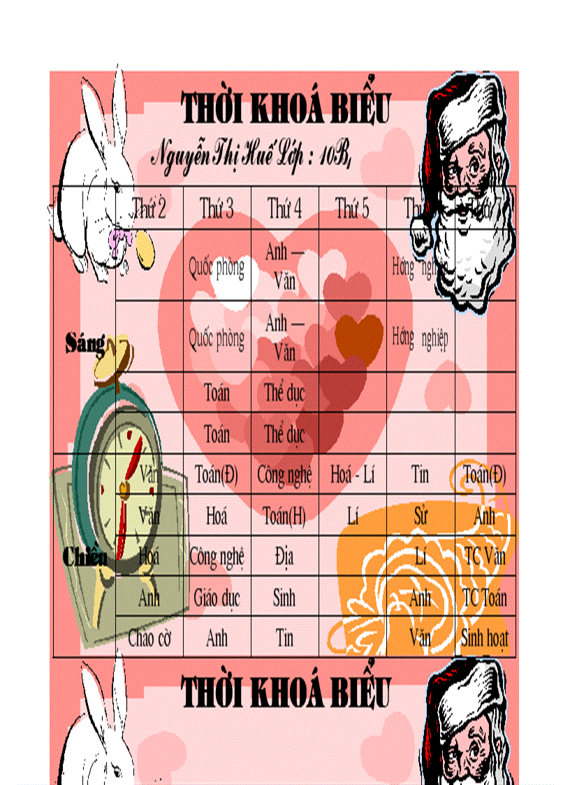 Mẫu Thời Khoa Biểu đẹp
