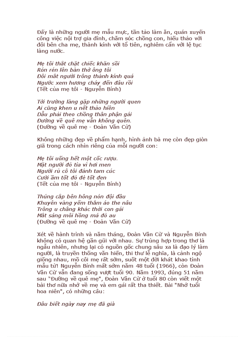 image for page Mẹ trong thơ Nguyễn Bính và Đoàn Văn Cừ