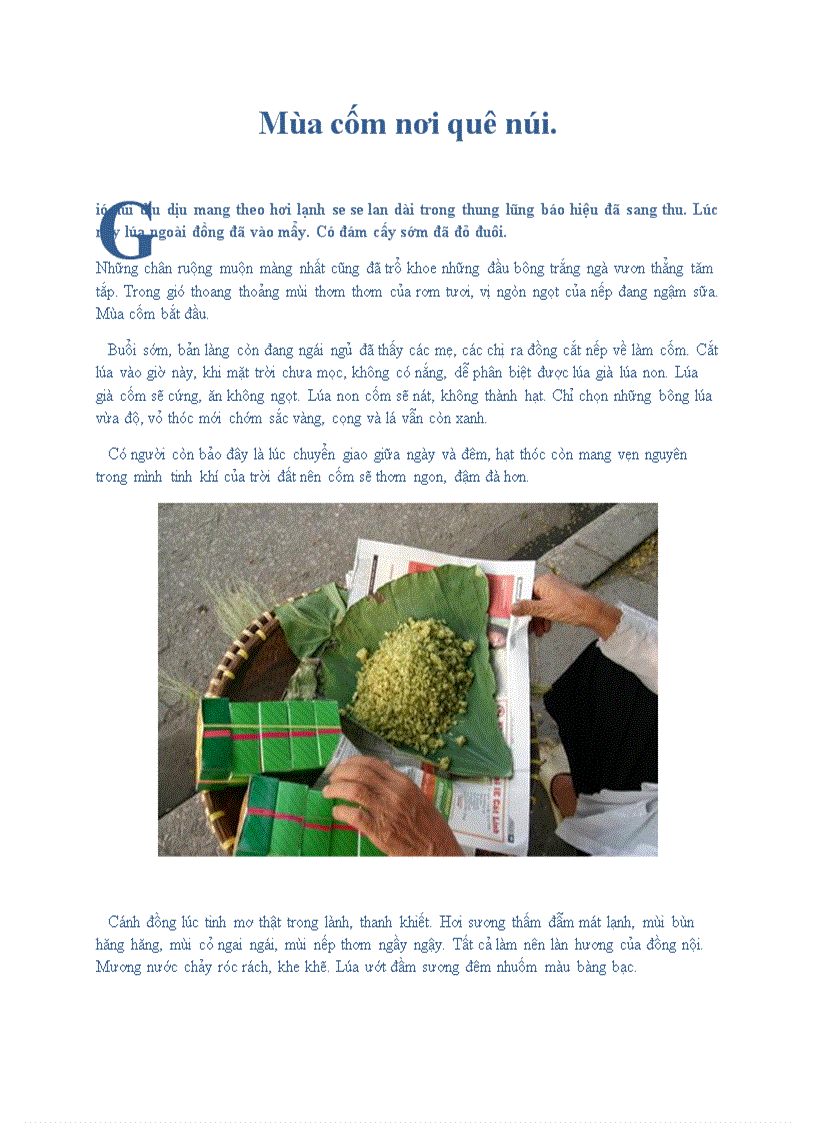 image for page Mùa cốm nơi quê núi