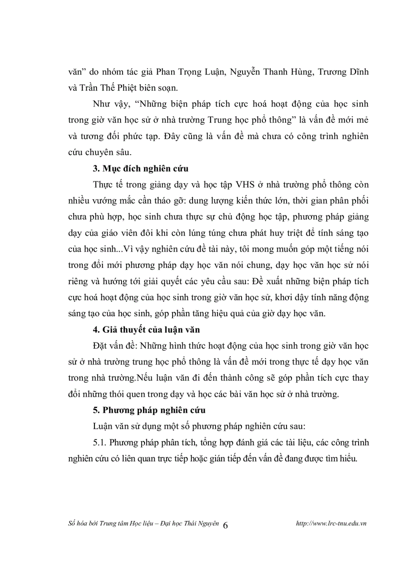 image for page Những biện pháp tích cực hóa hoạt động của HS THPT trong giờ Văn học sử