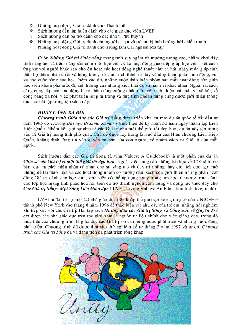 image for page Những giá trị sống cho tuổi trẻ