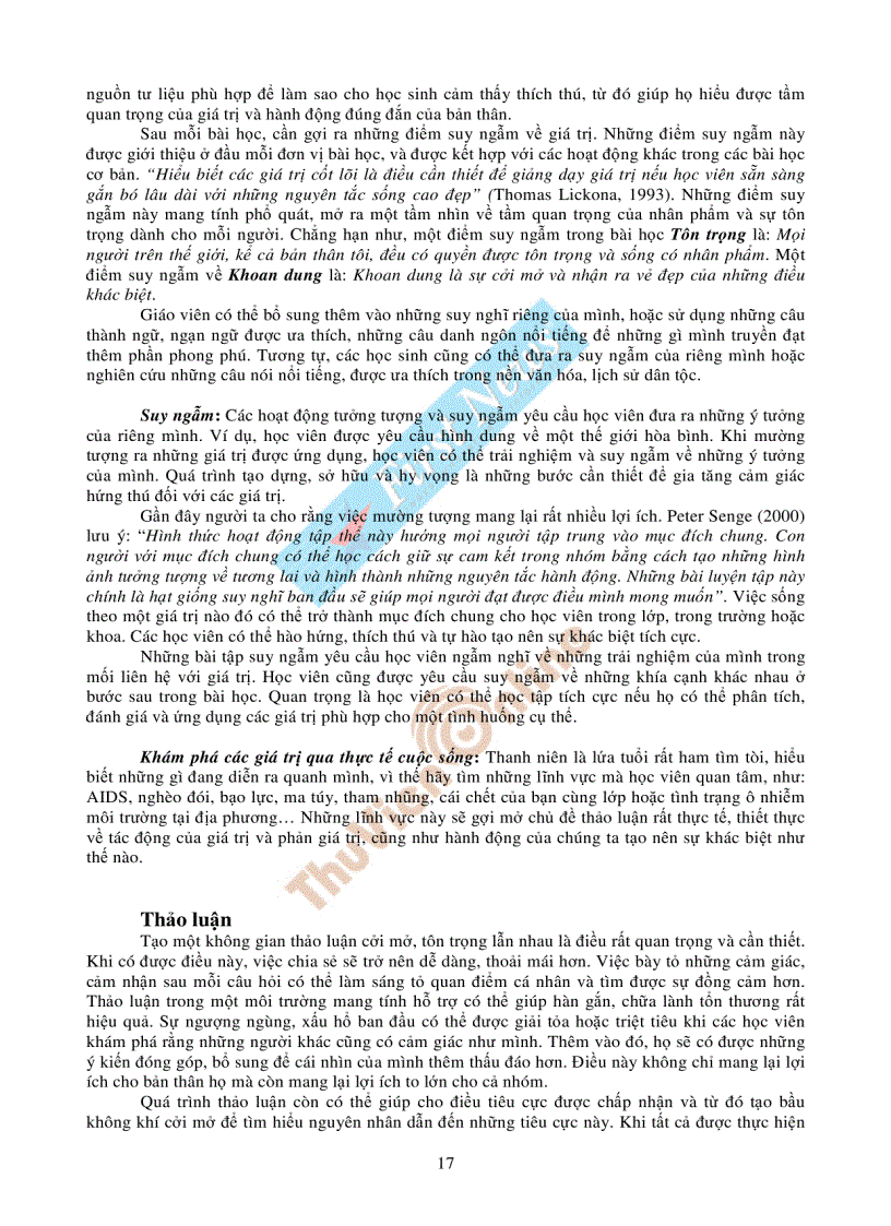 image for page Những giá trị sống cho tuổi trẻ