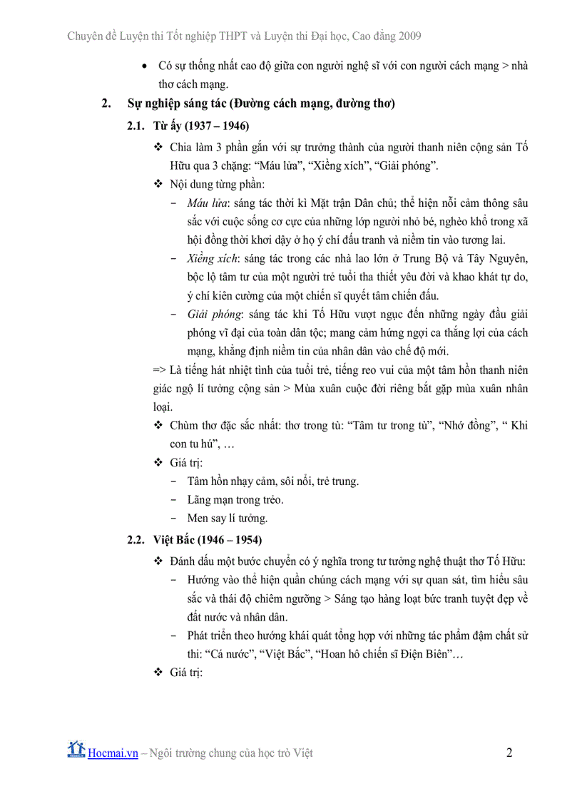 image for page Ôn thi TN Tố Hữu và Việt Bắc