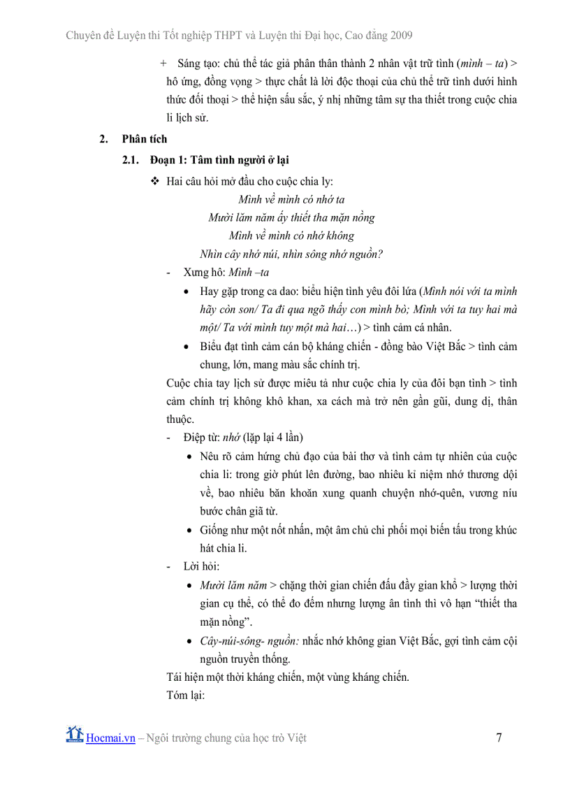 image for page Ôn thi TN Tố Hữu và Việt Bắc