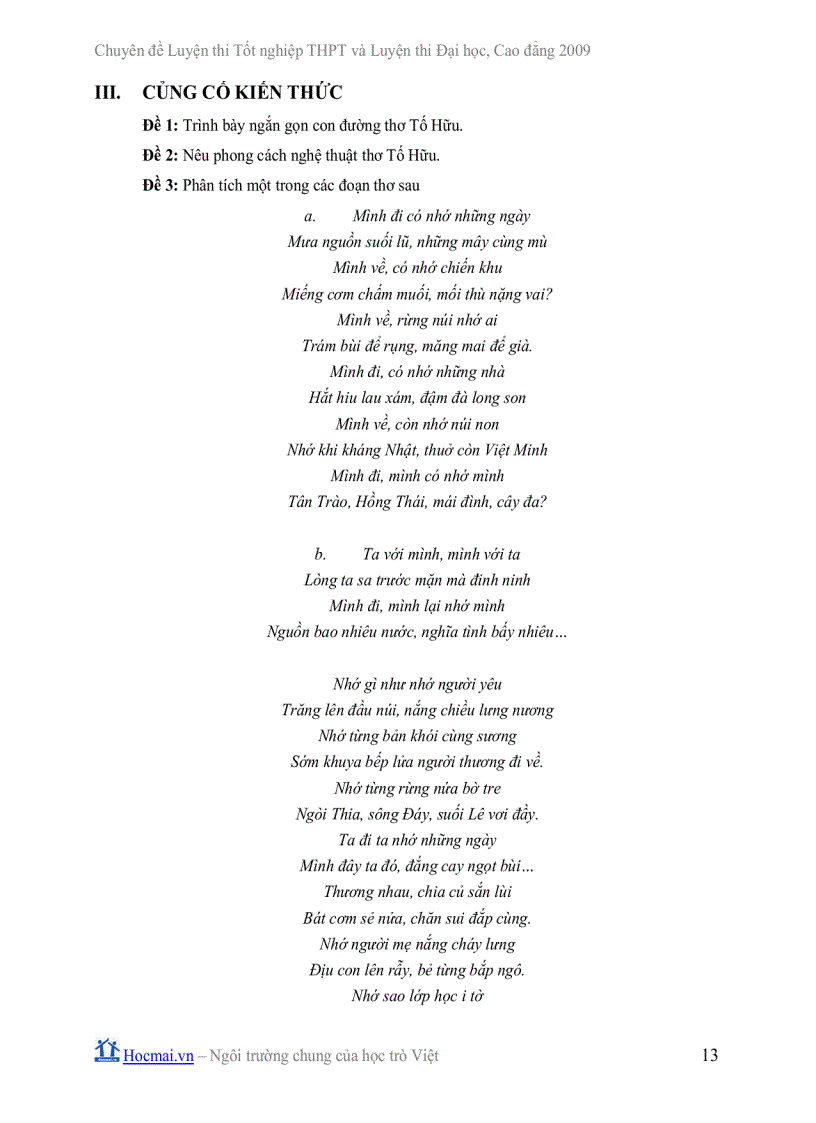 image for page Ôn thi TN Tố Hữu và Việt Bắc