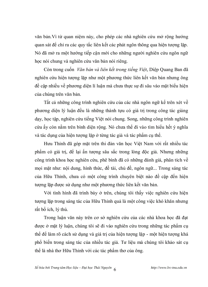 image for page Phép lặp từ vựng và lặp ngữ pháp trong thơ Hữu Thỉnh