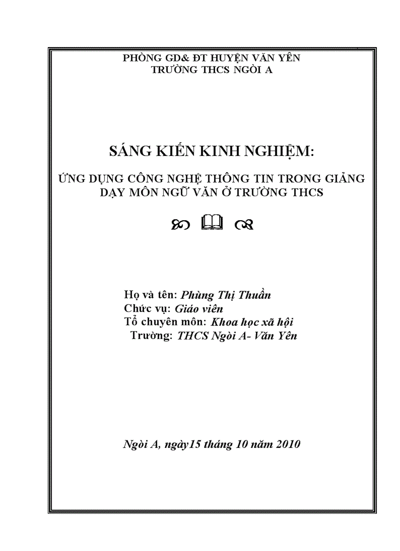 image for page SKKN Ứng dụng CNTT trong day học Ngữ văn