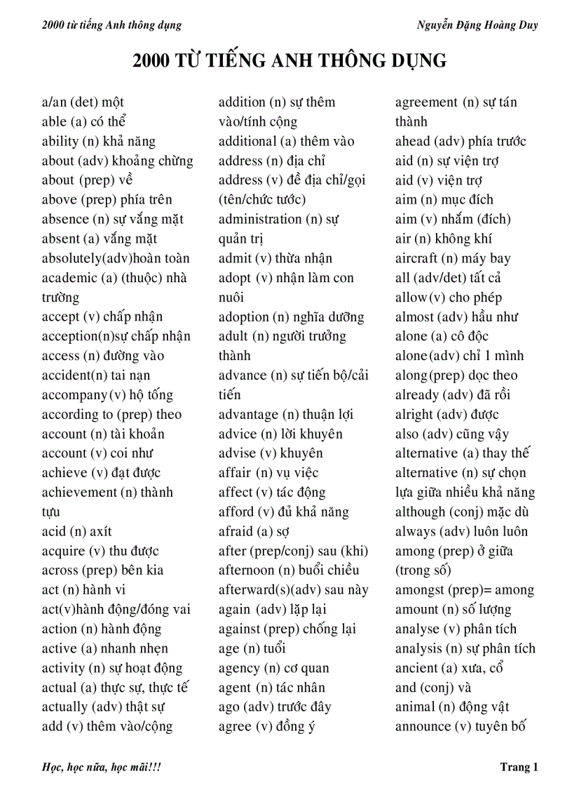 image for page Tài liệu tập hợp 2000 từ Tiếng Anh thông dụng