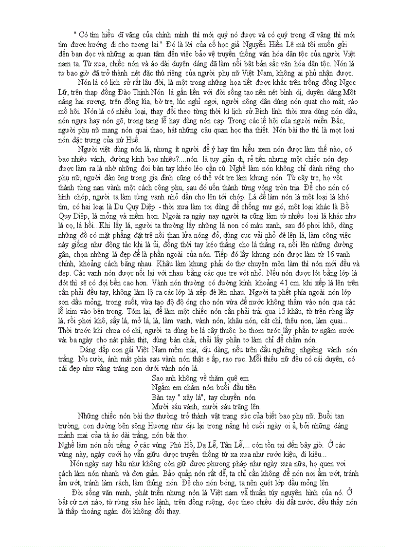 image for page Thuyết minh về chiếc nón lá