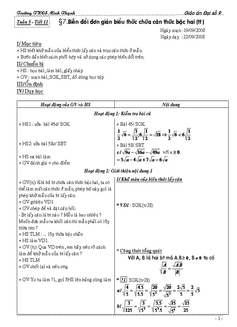 image for page Tiết 11 12 Đại số 9