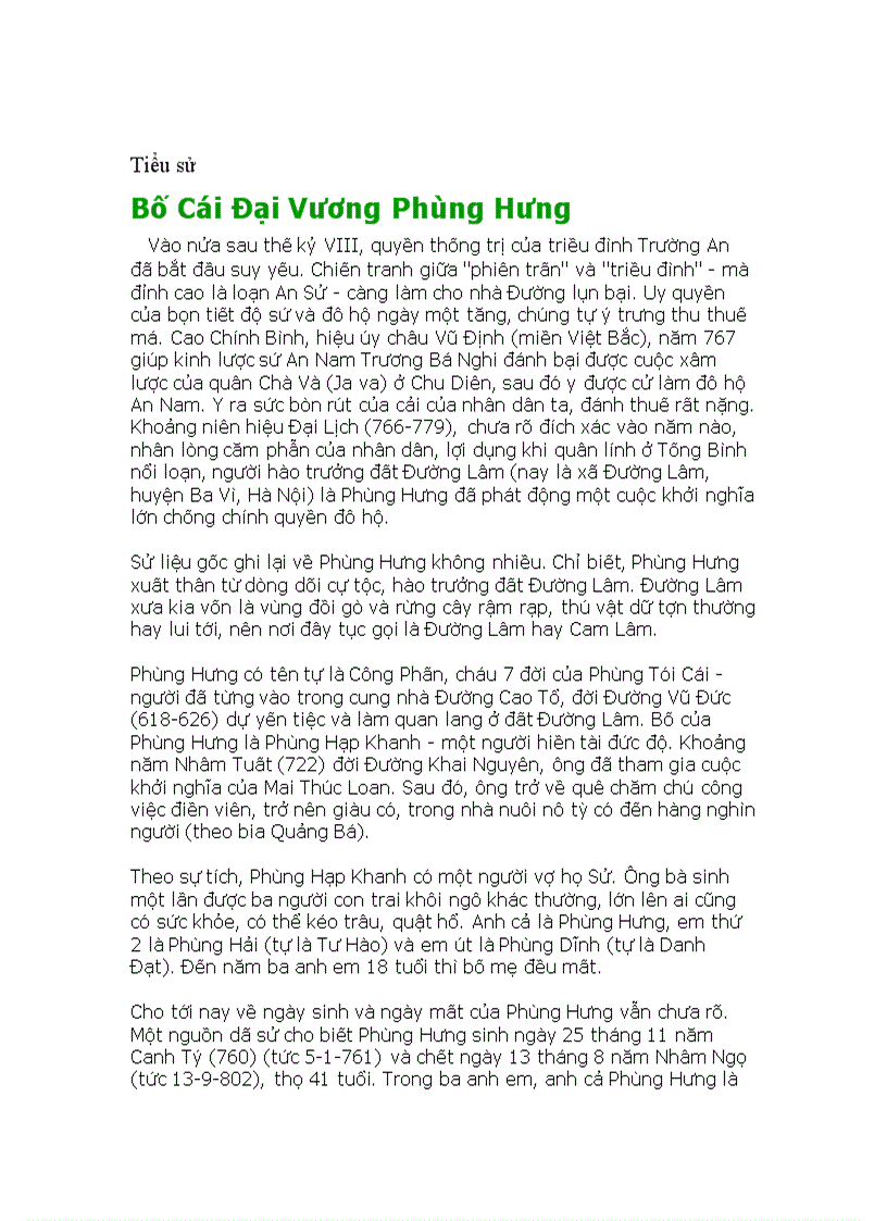 Tiểu sử các danh Nhân Việt Nam