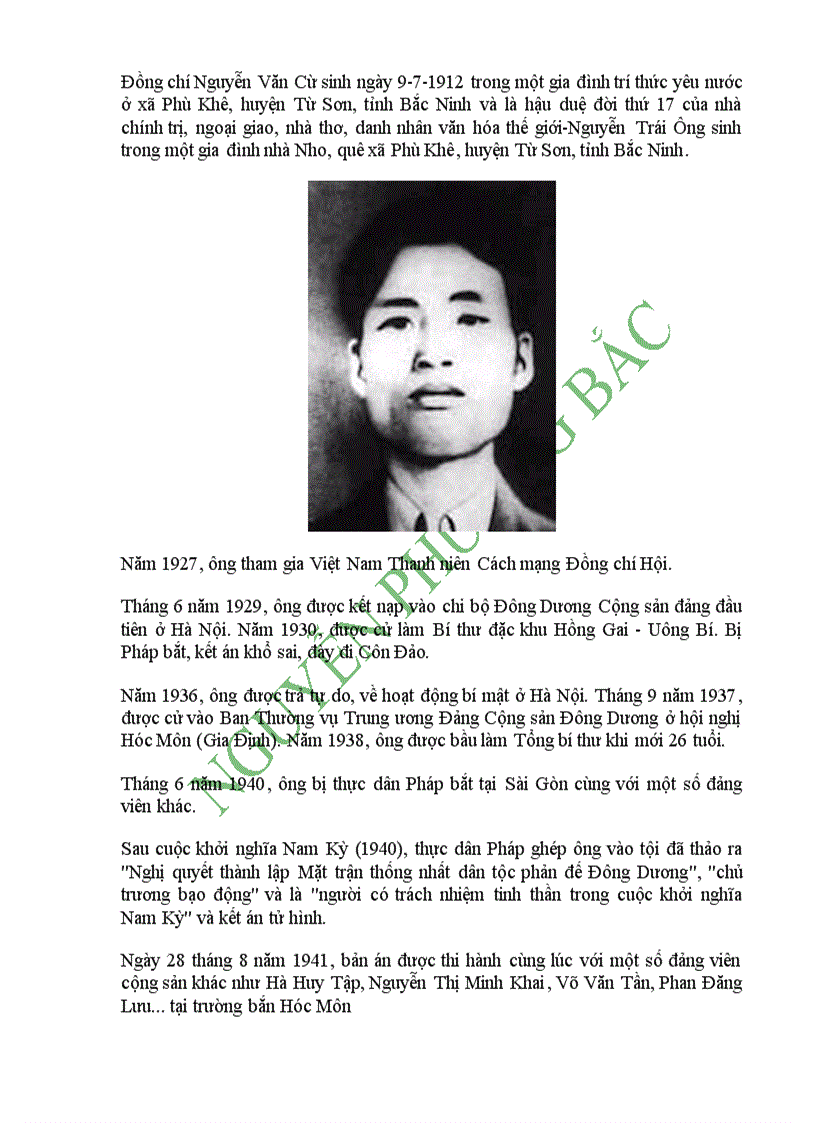Tìm hiểu thân thế của cố tổng bí thư Nguyễn Văn Cừ