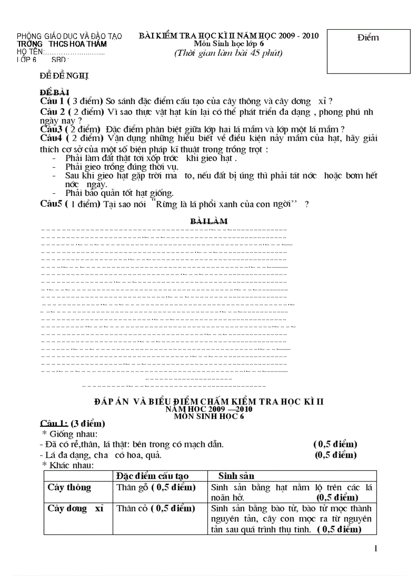 image for page Đề đáp án KT HK II Sinh 6