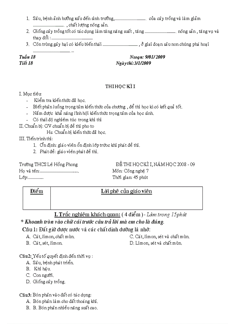 image for page Đề kiểm tra công nghệ 7