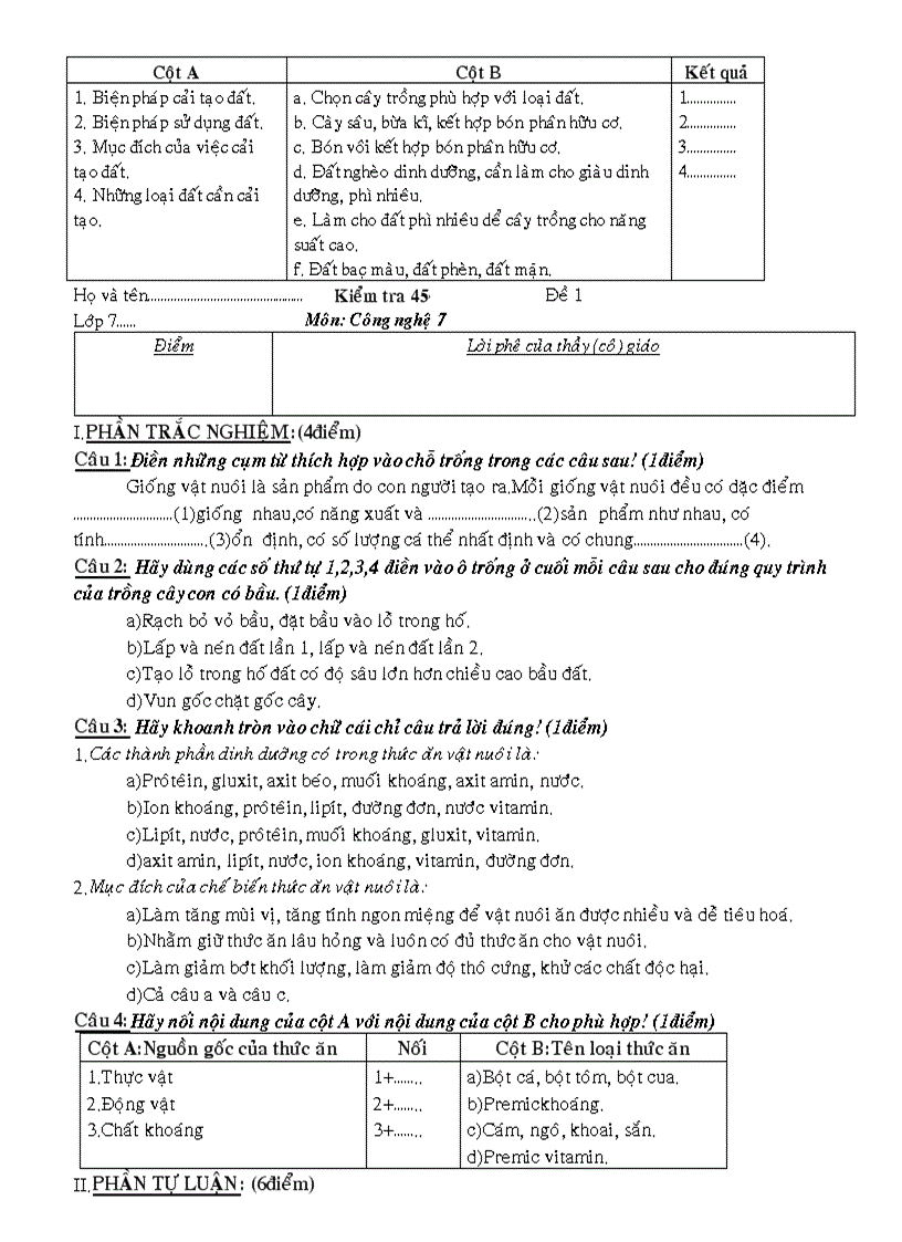 image for page Đề kiểm tra công nghệ 7
