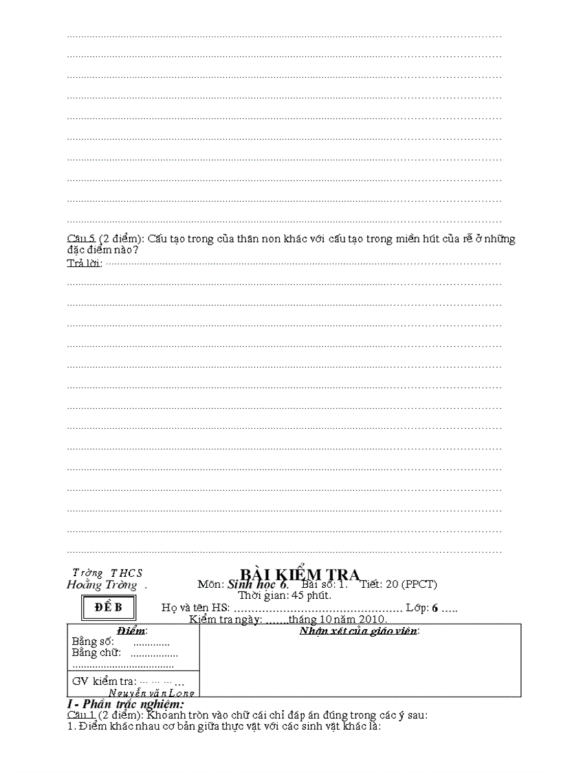 image for page De kiem tra Sinh 6 Tiet 20