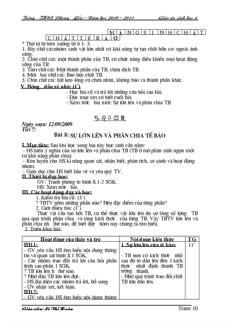 image for page GA Sinh 6 HKI 3 cột