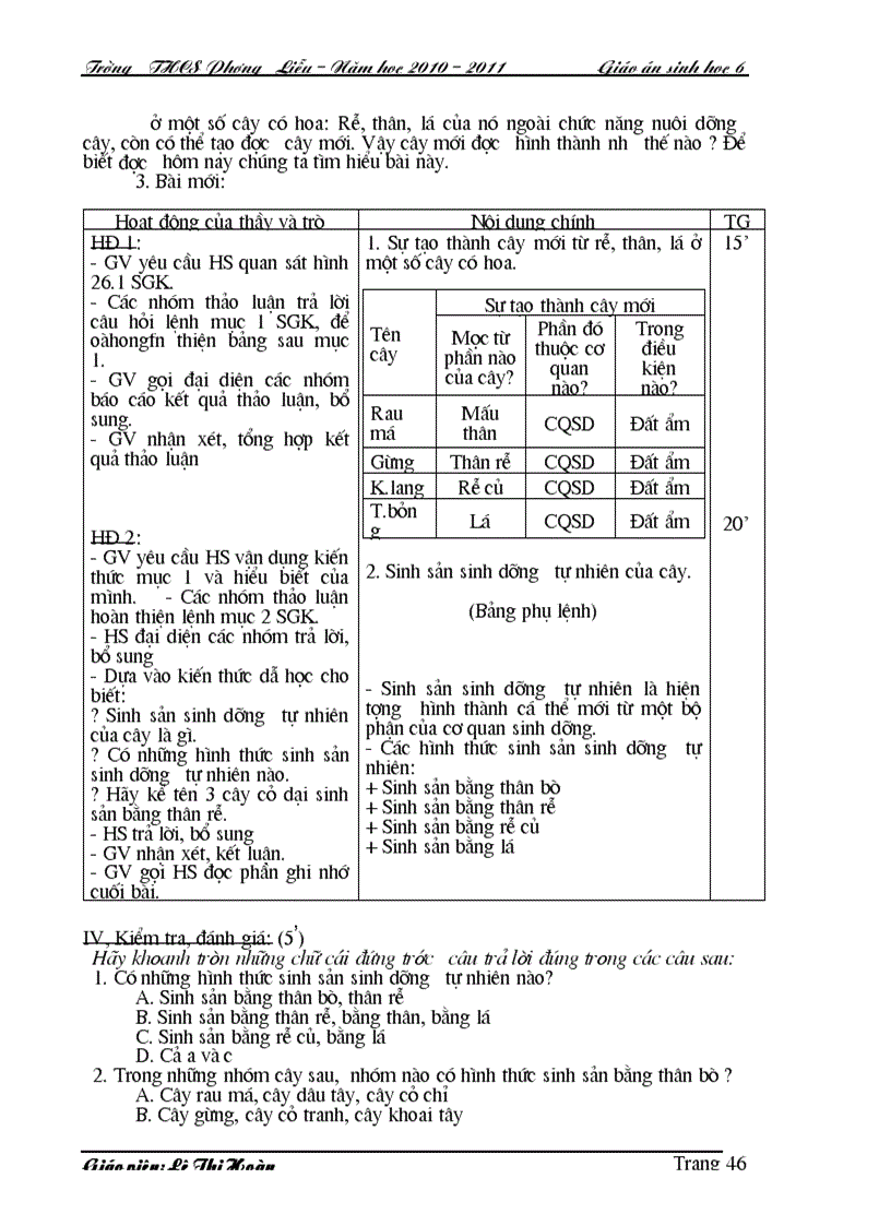 image for page GA Sinh 6 HKI 3 cột