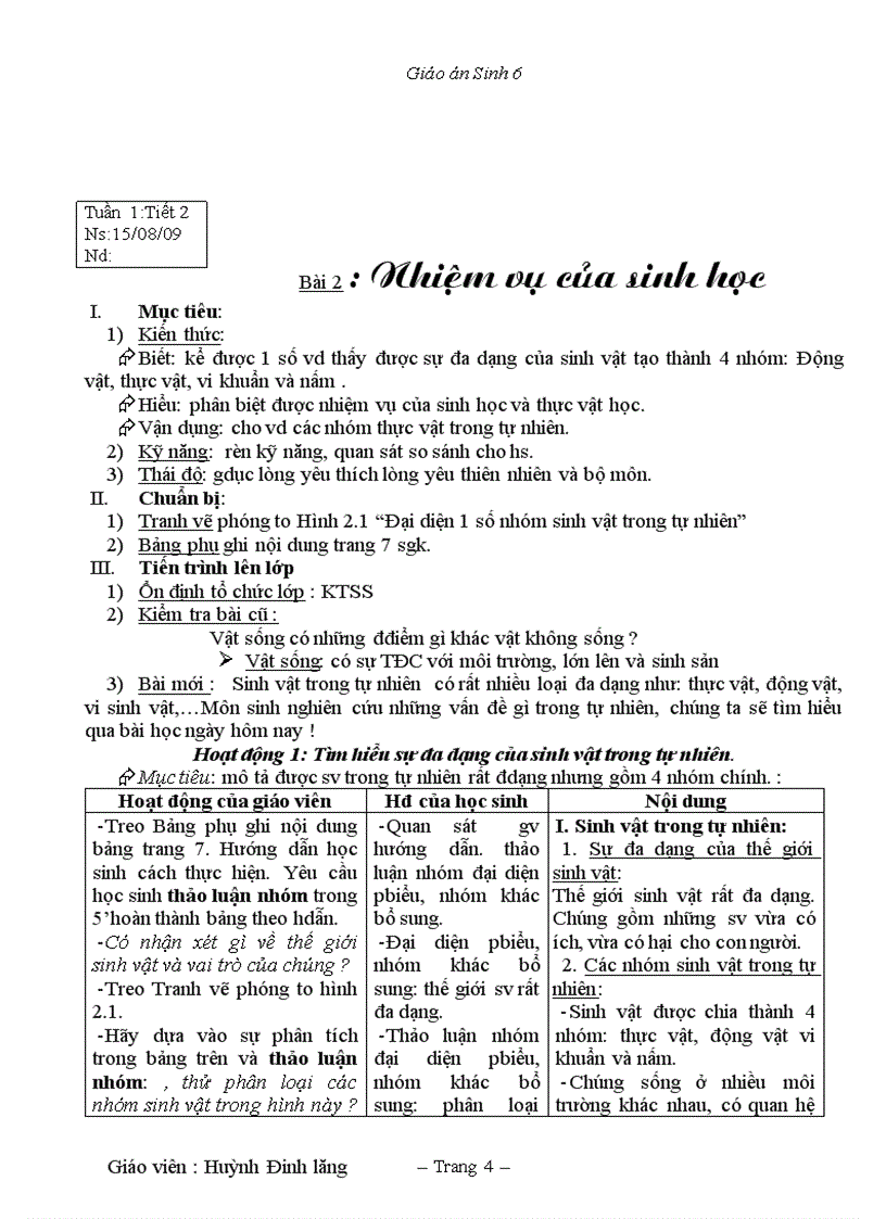 image for page Giáo án Sinh 6 3 cột