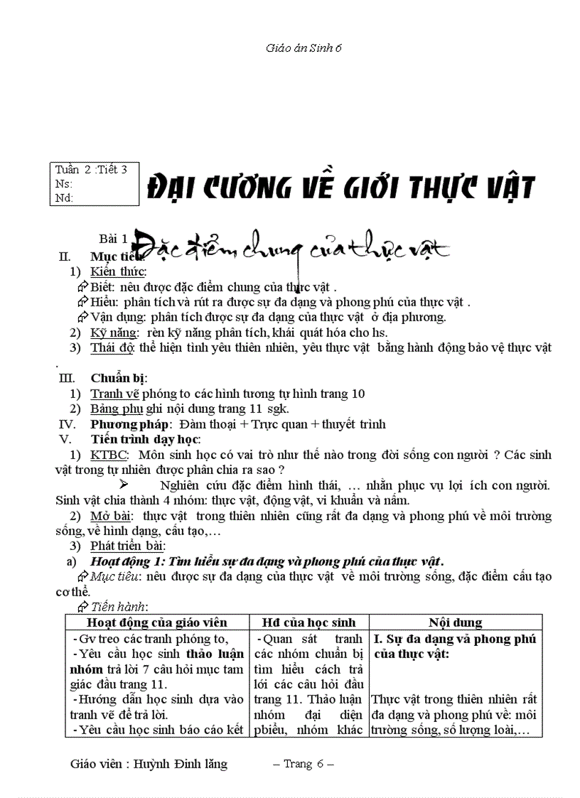 image for page Giáo án Sinh 6 3 cột