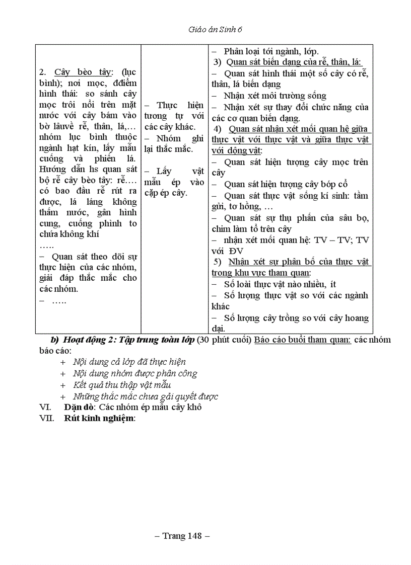 image for page Giáo án Sinh 6 3 cột