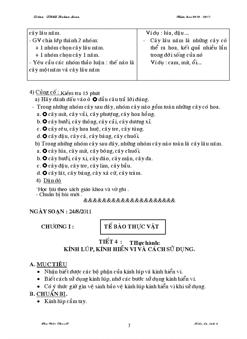 image for page Giao an sinh 6 70 tiet