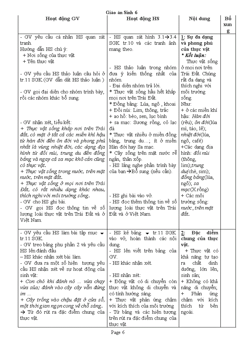 image for page Giao an Sinh 6 Chuan KT 3 cot