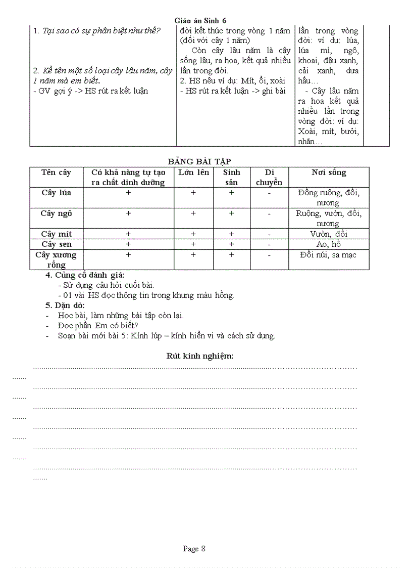 image for page Giao an Sinh 6 Chuan KT 3 cot