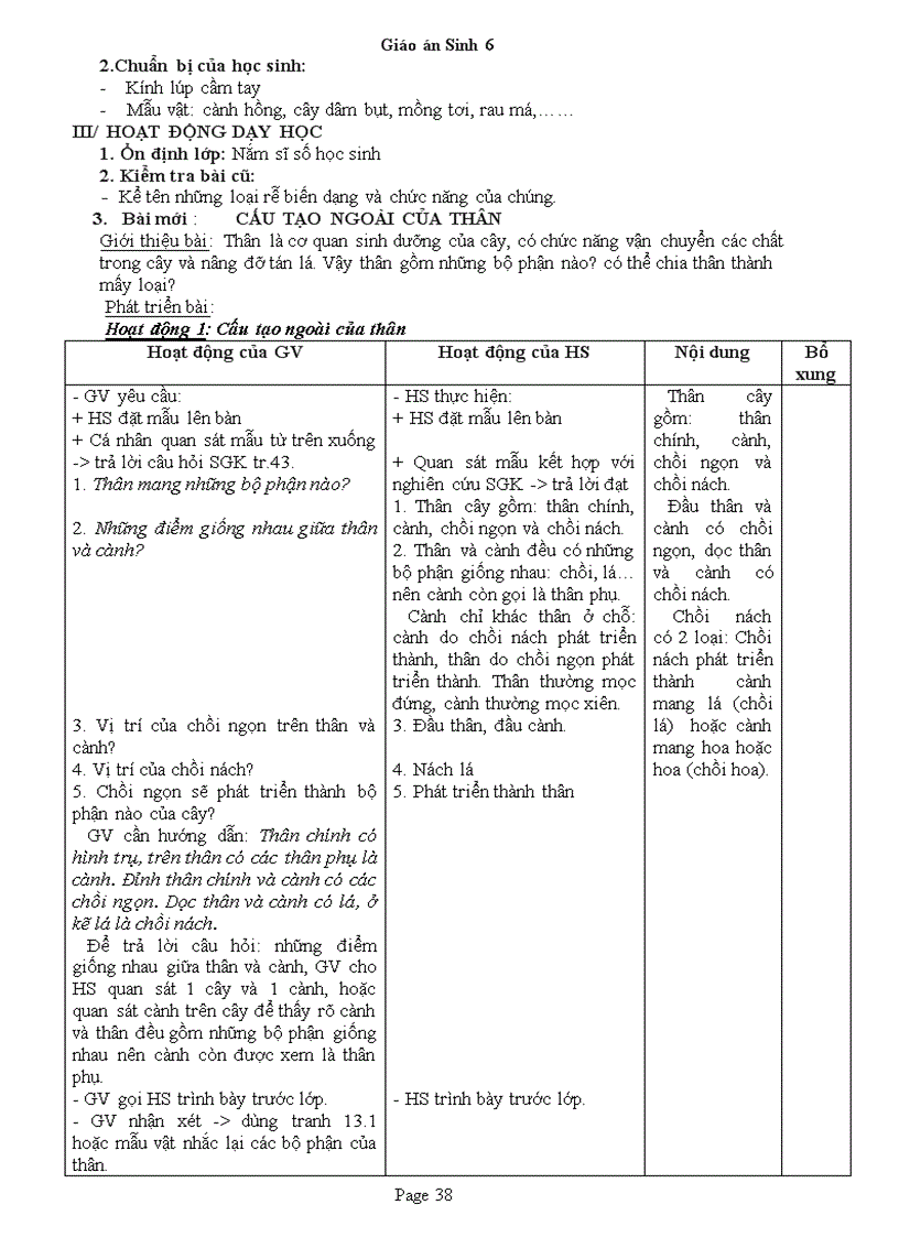 image for page Giao an Sinh 6 Chuan KT 3 cot