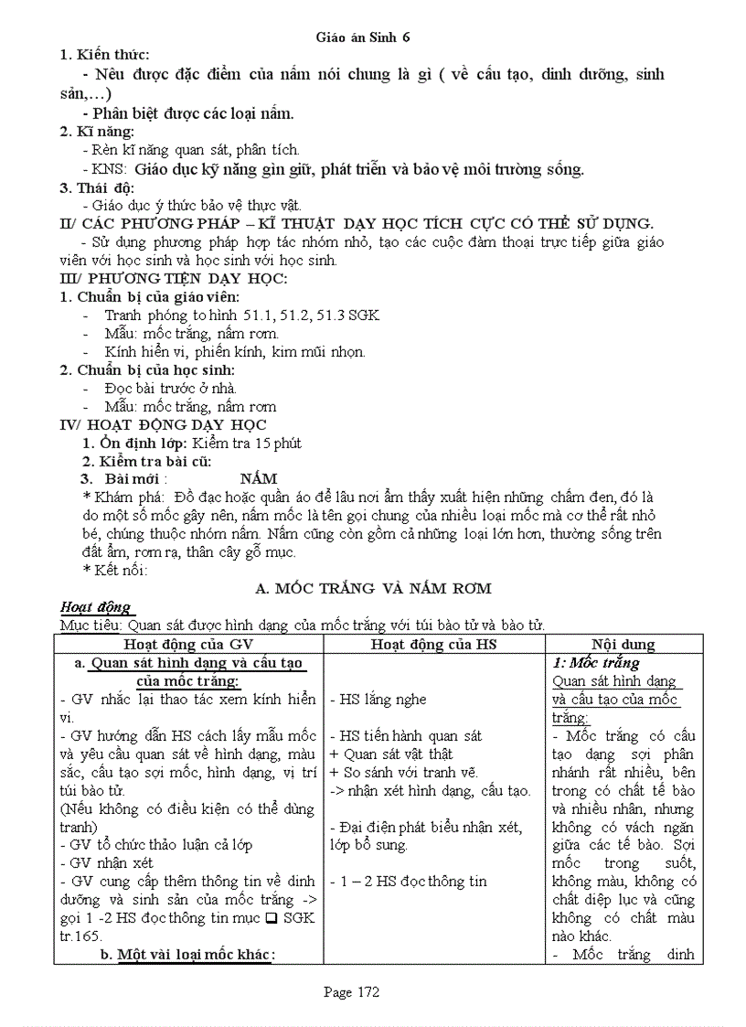 image for page Giao an Sinh 6 Chuan KT 3 cot