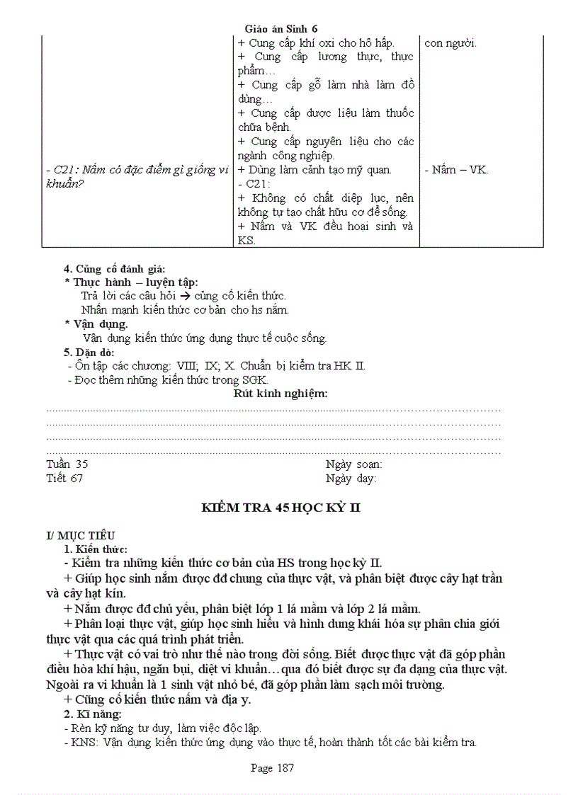 image for page Giao an Sinh 6 Chuan KT 3 cot